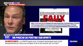 Guerre en Ukraine: "L'offensive ukrainienne a lamentablement échoué", pour Piotr Tolstoï, vice-président de la Douma 