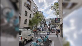 Un arbre mis au sol dans le 14e arrondissement de Paris le 18 avril 2023.