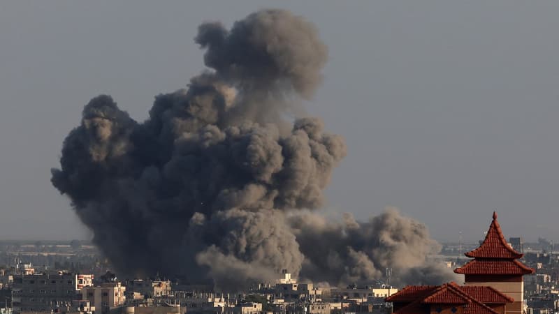 Une explosion à Khan Younès, bande de Gaza, le 24 janvier 2024 