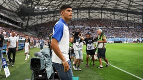 Joaquin Correa présenté au Vélodrome avant OM-Brest (2-0, 3e journée de Ligue 1), le 26 août 2023