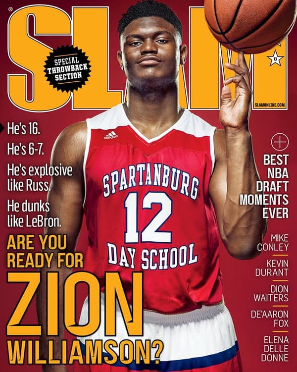 Zion Williamson en couverture du magazine SLAM à 16 ans