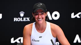 Caroline Garcia lors d'une conférence de presse avant l'Open d'Australie 2023.