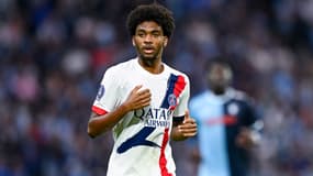 Ibrahim Mbaye lors du match de Ligue 1 entre le PSG et Le Havre - le 16/08/2024