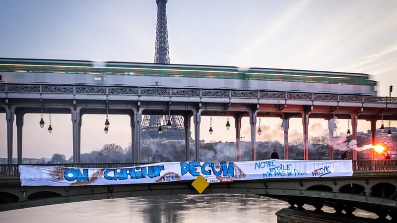 OM-PSG: "On craint dégun", des supporters marseillais déploient une banderole à Paris avant le Classique
