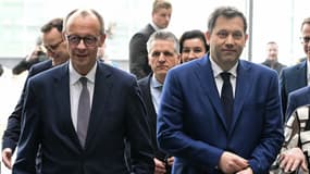 Le chancelier allemand Friedrich Merz et son ministre des Finances Lars Klingbeil à Berlin le 9 avril 2025