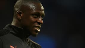 Le défenseur français de Manchester City, Benjamin Mendy, à l'échauffement avant le match de poule de Ligue des Champions à domicile contre l'Atalanta, le 22 octobre 2019 à l'Etihad Stadium
