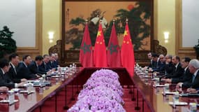 Le président chinois Xi Jinping (2e à gauche) et l'ex-Premier ministre marocain Saadeddine Othmani (3e à droite) à Pékin le 5 septembre 2018.
