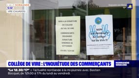 Calvados: les commerçants manifestent contre la fermeture du collège de Val-de-Vire