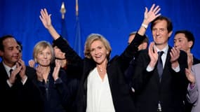 La future présidente de la région Ile-de-France à l'annonce des résultats du second tour des Régionales, le 13 décembre 2015 à Issy-les-Moulineaux près de Paris