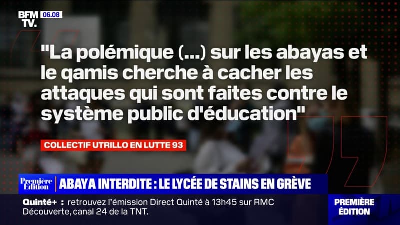 Le lycée de Stains, en Seine-Saint-Denis, en grève contre l'interdiction du port de l'abaya à l'école