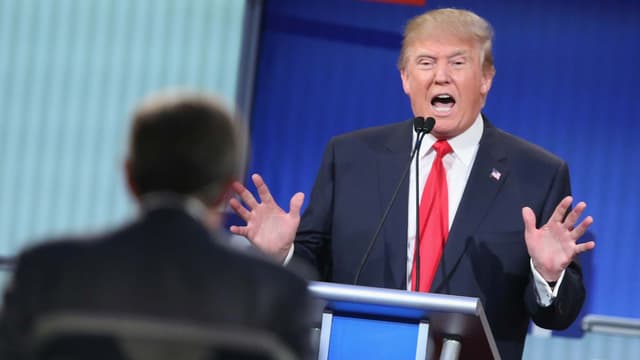 Donald Trump lors du premier débat pour l'investiture républicaine à la Maison-Blanche à Cleveland le 6 août 2015.