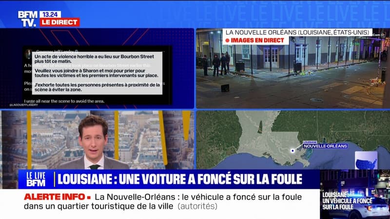 Le gouverneur de Louisiane Jeff Landry dénonce un acte de violence horrible, après qu'un véhicule a foncé dans la foule à la Nouvelle-Orléans