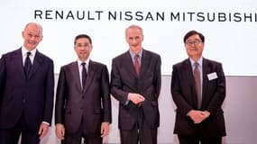 Les dirigeants de Renault, Nissan et Mitsubishi lors d'une réunion le 12 avril 2019
