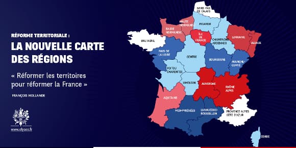 L'Elysée a diffusé cette carte de France avec les possibles 14 futures régions.