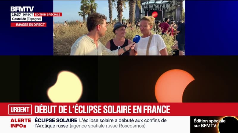 Éclipse solaire: "En 1999 j'étais en train d'accoucher, donc ce sera ma première vraie éclipse", témoigne Delphine, présente à Castellón (Espagne)