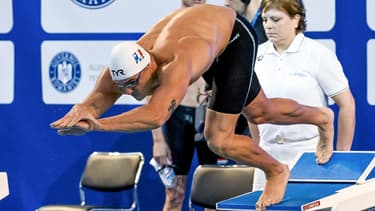 Le plongeon de Florent Manaudou aux championnats d'Europe de natation en petit bassin, 6 décembre 2023
