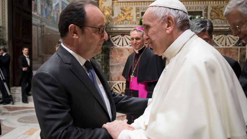 François Hollande et le pape François au Vatican le 24 mars 2017