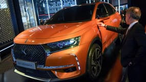 Le DS7 Crossback, le dernier modèle de la gamme DS, lors de sa présentation au salon automobile de Genève (Suisse) l'an dernier.