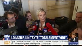 "C'est nul, c'est totalement vide", estime Marine Le Pen sur le projet de loi asile