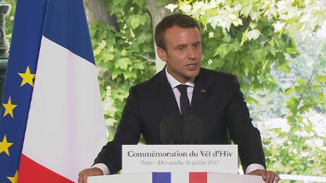 Emmanuel Macron lors de la commémoration des 75 ans de la rafle du Vel d'Hiv, le 16 juillet 2017 à Paris.