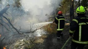 Les pompiers progressent face à l'incendie, dans le Var, le 17 août 2021