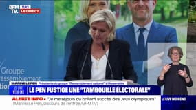 Marine Le Pen: "Si, au fil des semaines, les Français devaient à nouveau être oubliés ou maltraités, nous n'hésiterons pas à censurer le gouvernement" 