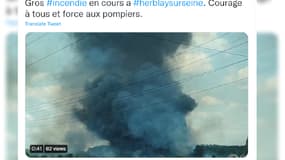 Un important feu est en cours dans le Val-d'Oise.