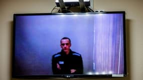 L'opposant russe emprisonné Alexeï Navalny  lors d'une audience en visioconférence au tribunal de Petushki, le 26 mai 2021