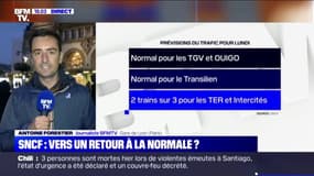 2 TER et Intercités sur 3, trafic normal pour les TGV, OuiGo et sur le Transilien... La SNCF prévoit une amélioration considérable du trafic pour lundi
