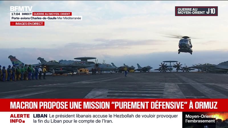 Emmanuel Macron atterrit sur le porte-avions Charles-de-Gaulle