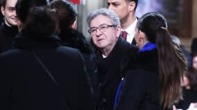 Le leader insoumis Jean-Luc Mélenchon lors de la panthéonisation du résistant communiste Missak Manouchian, le 22 février, à Paris 