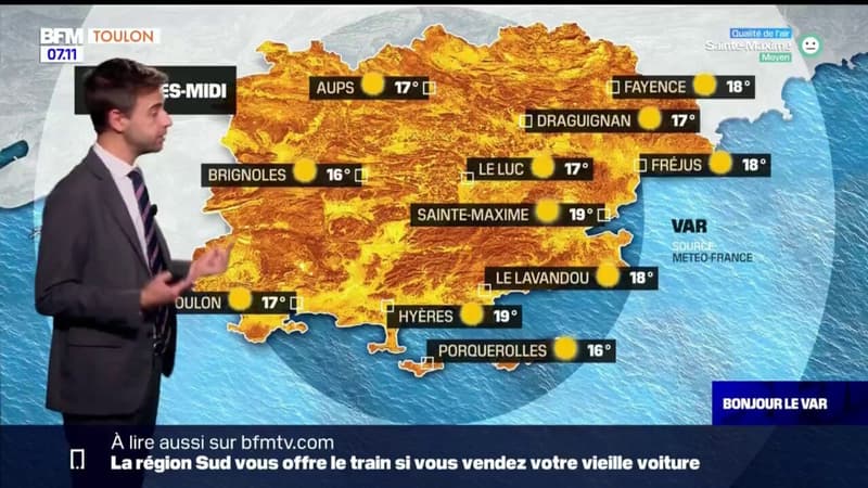 Météo Var: un soleil omniprésent et des températures toujours très douces, jusqu'à 19°C à Hyères et Sainte-Maxime