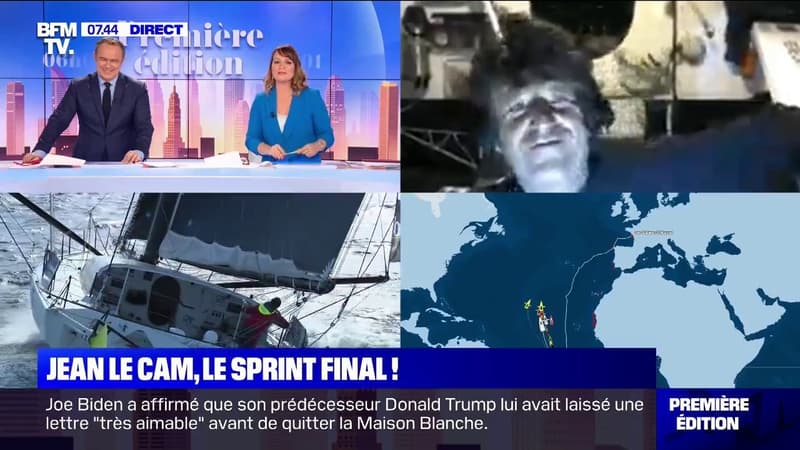 En 8e position dans la course du Vendée Globe, Jean Le Cam était en direct sur BFMTV