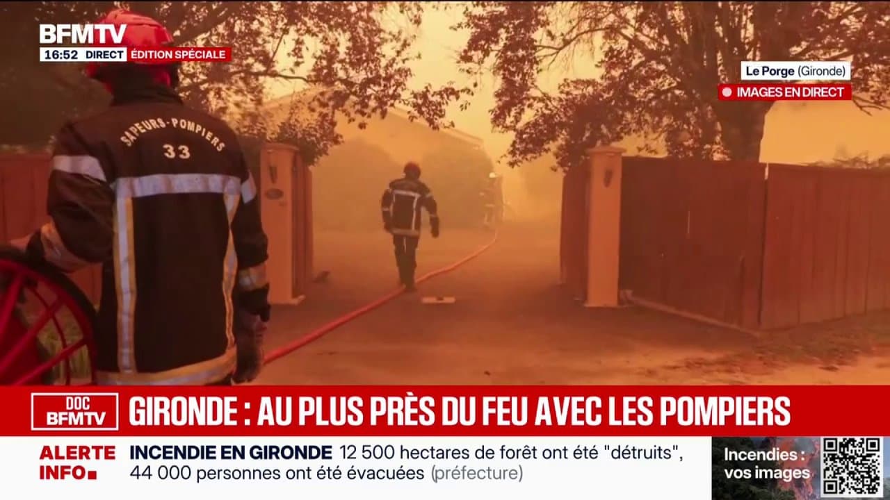 Incendie en Gironde: les pompiers luttent pour sauver des habitations