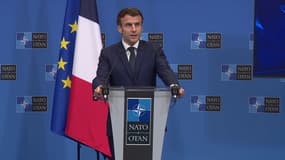 Emmanuel Macron, le 24 mars 2022 à Bruxelles (Belgique) à l'issue du sommet du G7.