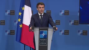 Emmanuel Macron, le 24 mars 2022 à Bruxelles (Belgique) à l'issue du sommet du G7.