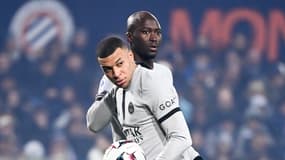 Kylian Mbappé et Danilo face à Montpellier lors de la saison 2022-2023.