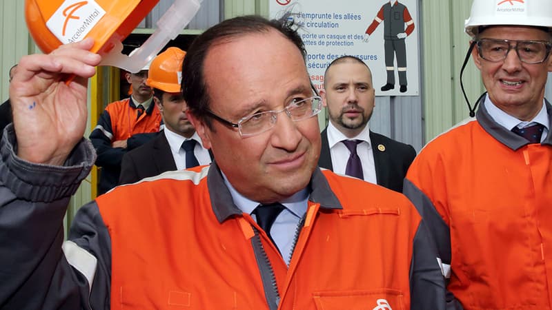 François Hollande, en visite à Florange, le 26 septembre 2013. 