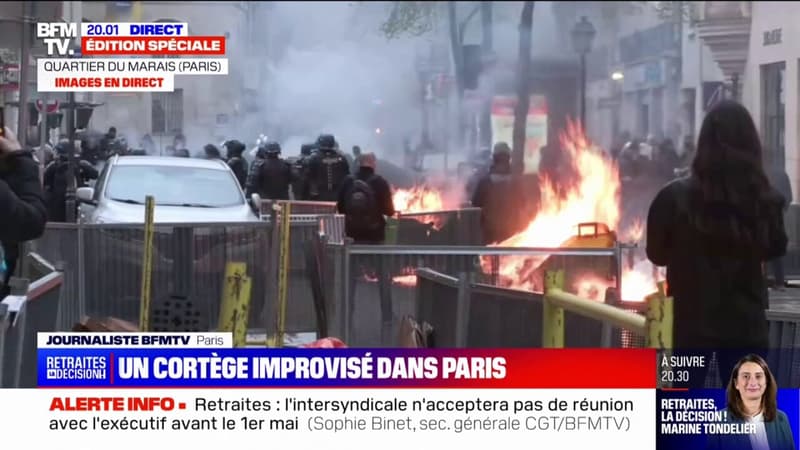 Réforme des retraites: premières échauffourées à Paris en marge du cortège sauvage