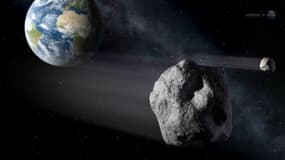 Vue d'artiste d'un astéroïde géocroiseur.