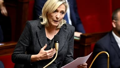 La cheffe de file des députés RN, Marine Le Pen, à l'Assemblée nationale le 17 octobre 2023.