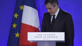 François Fillon à son QG de campagne, le 23 avril 2017.