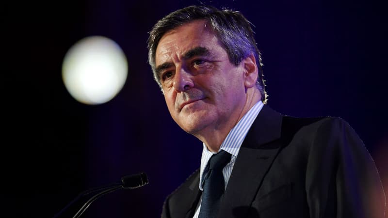 François Fillon, alors candidat à l'élection présidentielle, durant un meeting près de Montpellier, le 14 avril 2017.