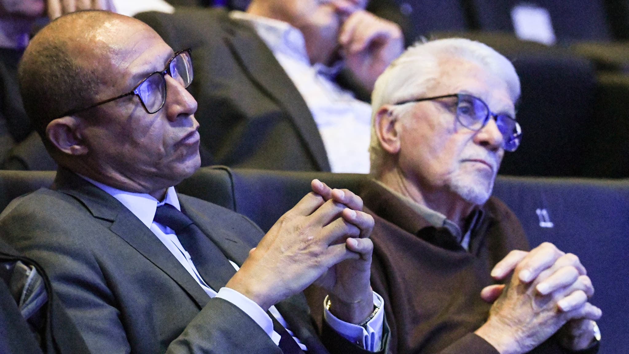 Philippe Diallo avec Aimé Jacquet en novembre 2023 à Clairefontaine