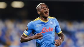 Victor Osimhen lors du match de Ligue Europa entre Naples et le Legia Varsovie, le 21 octobre