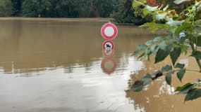Le niveau du Grand Morin atteint un record historique à Pommeuse, le 10 octobre 2024.