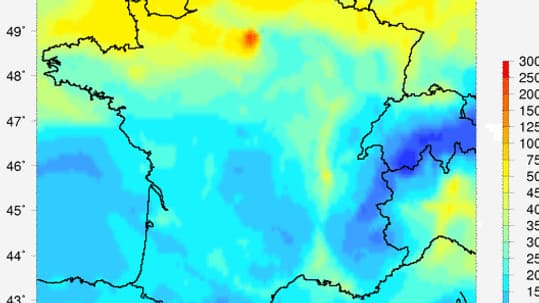 La carte du jour de la pollution aux particules inférieures à 2,5 microns ou 2,5PM La carte du jour de la pollution aux particules inférieures à 2,5 microns ou 2,5PM