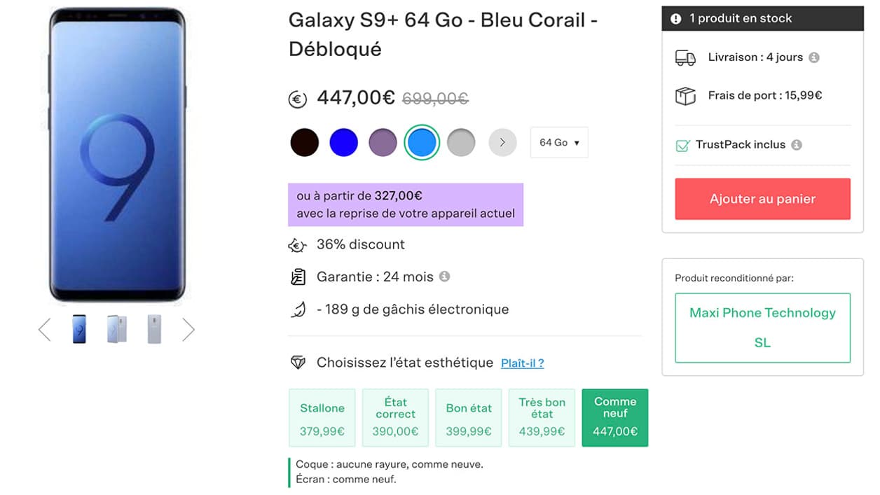 Interface du site Back Market Interface du site Back Market