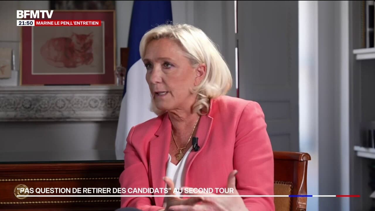 Alliance RN/LR: "Nous analyserons au cas par cas", affirme Marine Le Pen qui annonce "exclure le retrait de listes" RN qualifiées au second tour Kép