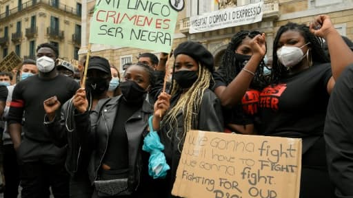 Manifestation à Barcelone pour dénoncer le racisme, le 7 juin 2020